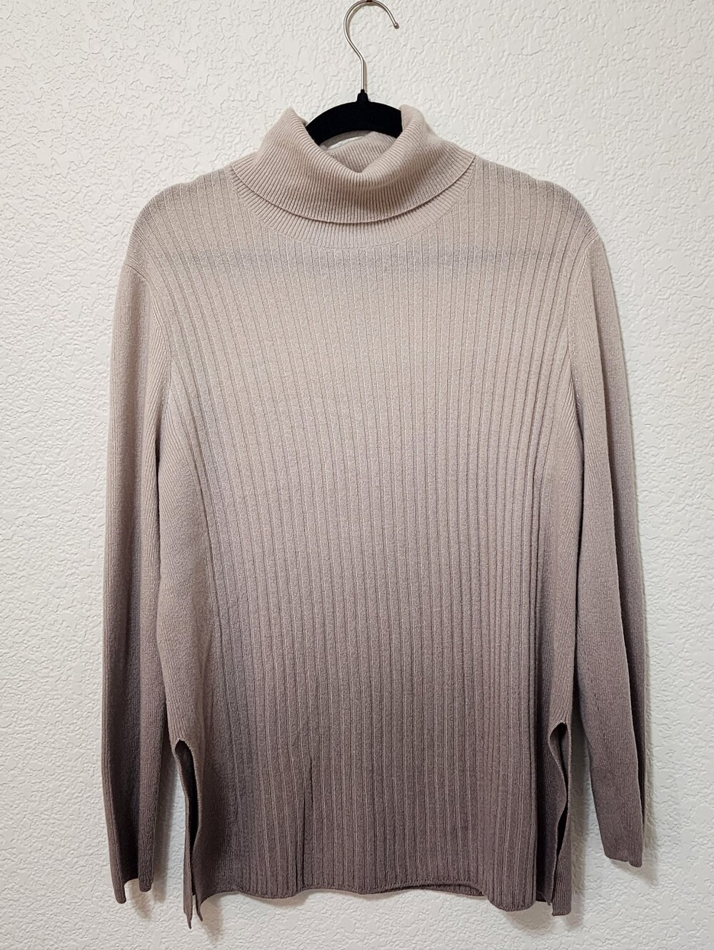 Lafayette 148 NY 100% Cashmere Ombre Ribbed Turtleneck Tunic Sweater No Size Tag - Picture 8 of 13